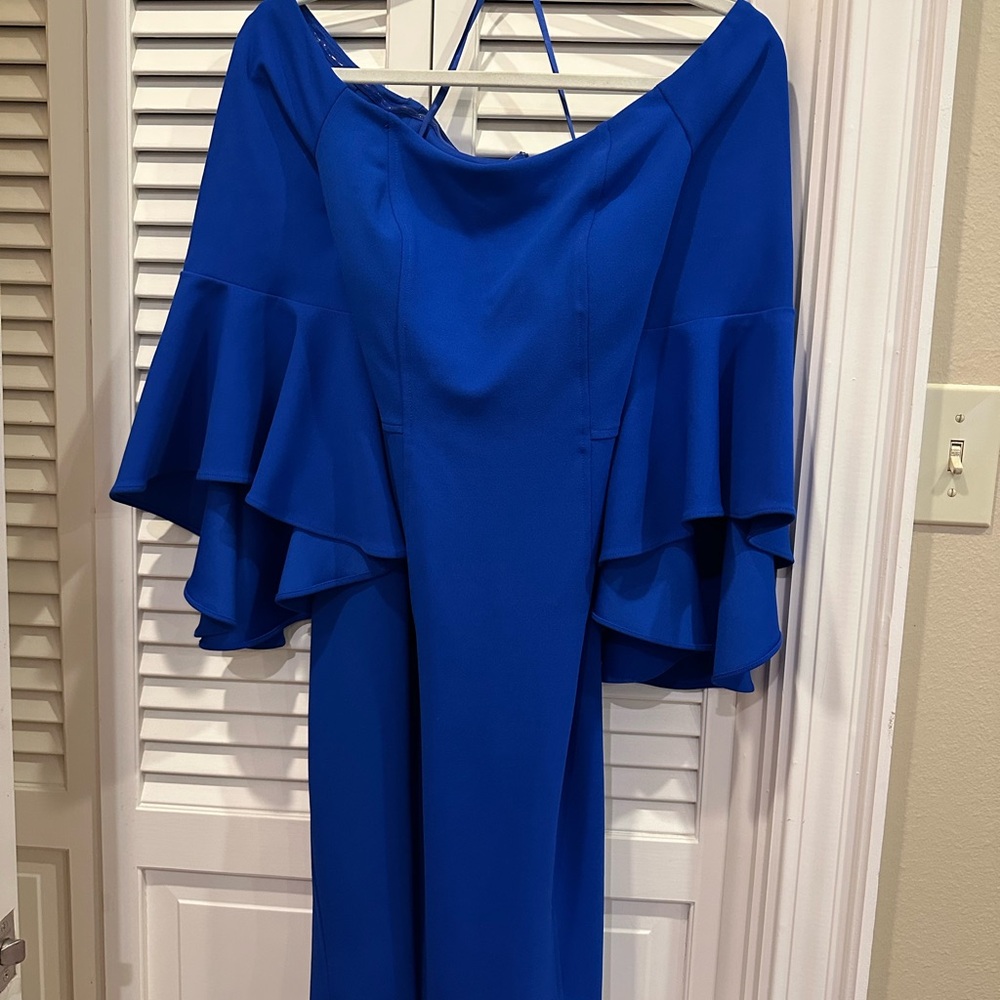 Elegant Blue Off-Shoulder Dress
